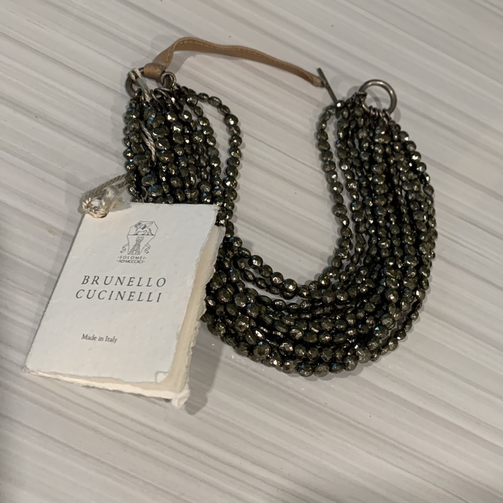 Brunello Cucinelli Sterling Silver & Pyrite Necklace